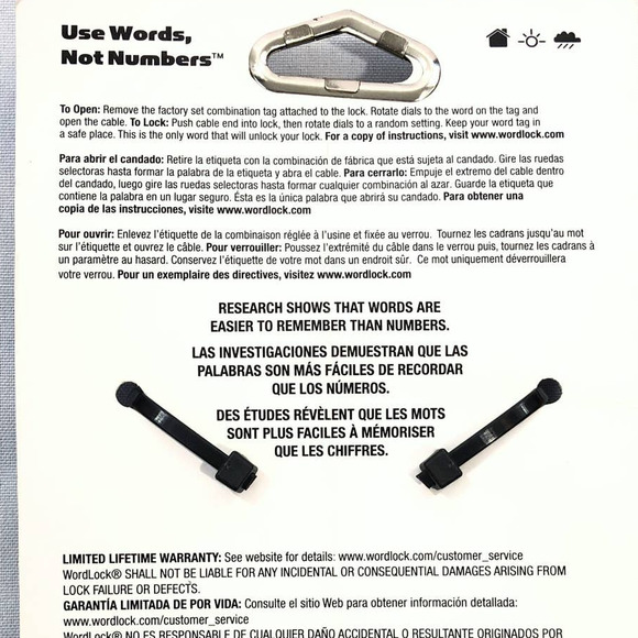 Wordlock Word Combination Cable Bike Lock Black - Picture 5 of 7